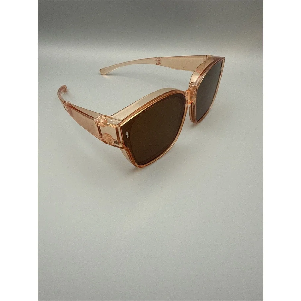 Square Oversize Sunglasses Orange Translucent Brown Lenses & Acrylic Frame Style